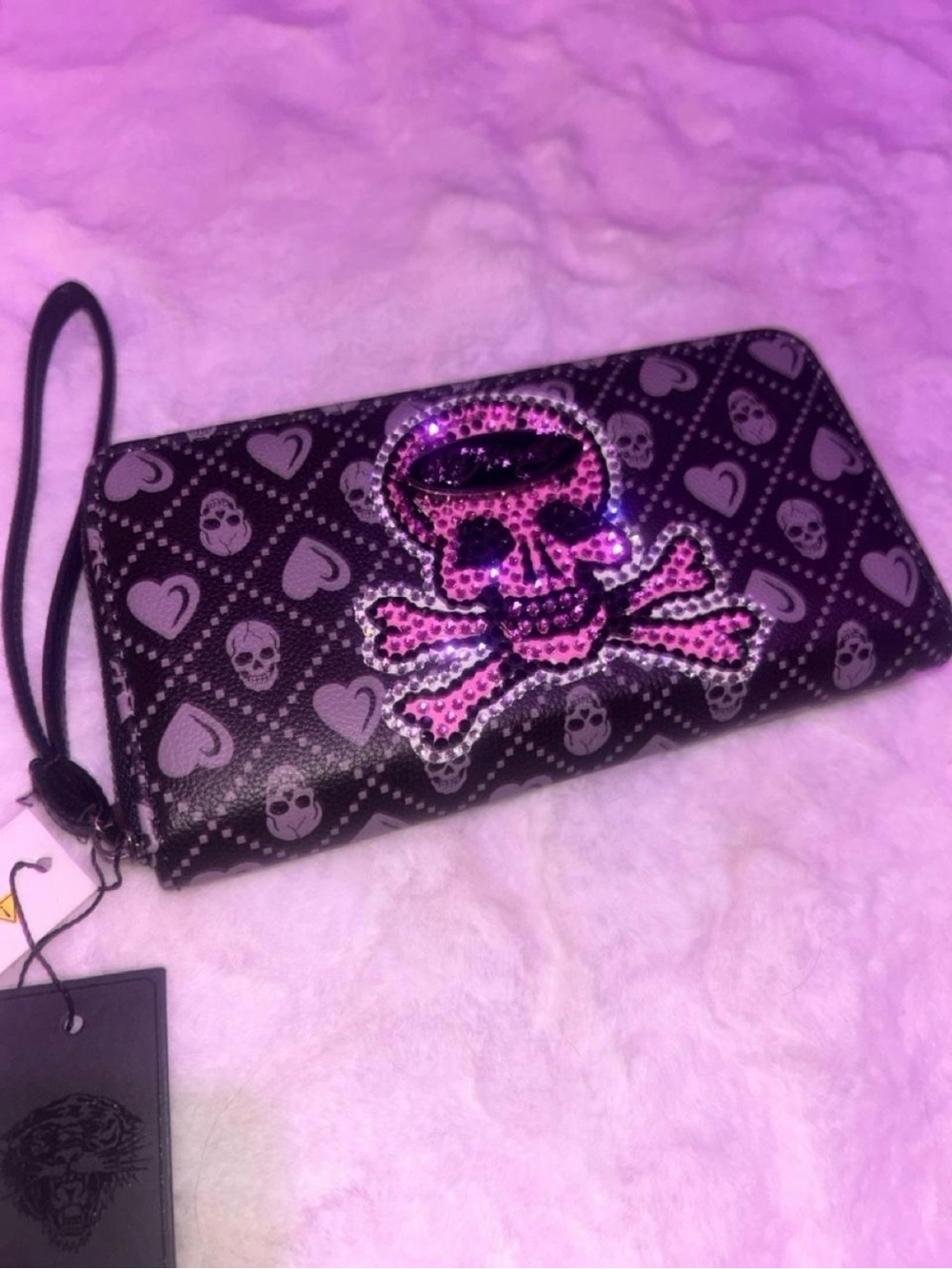 “Ed hardy” with sick gemmed skull design